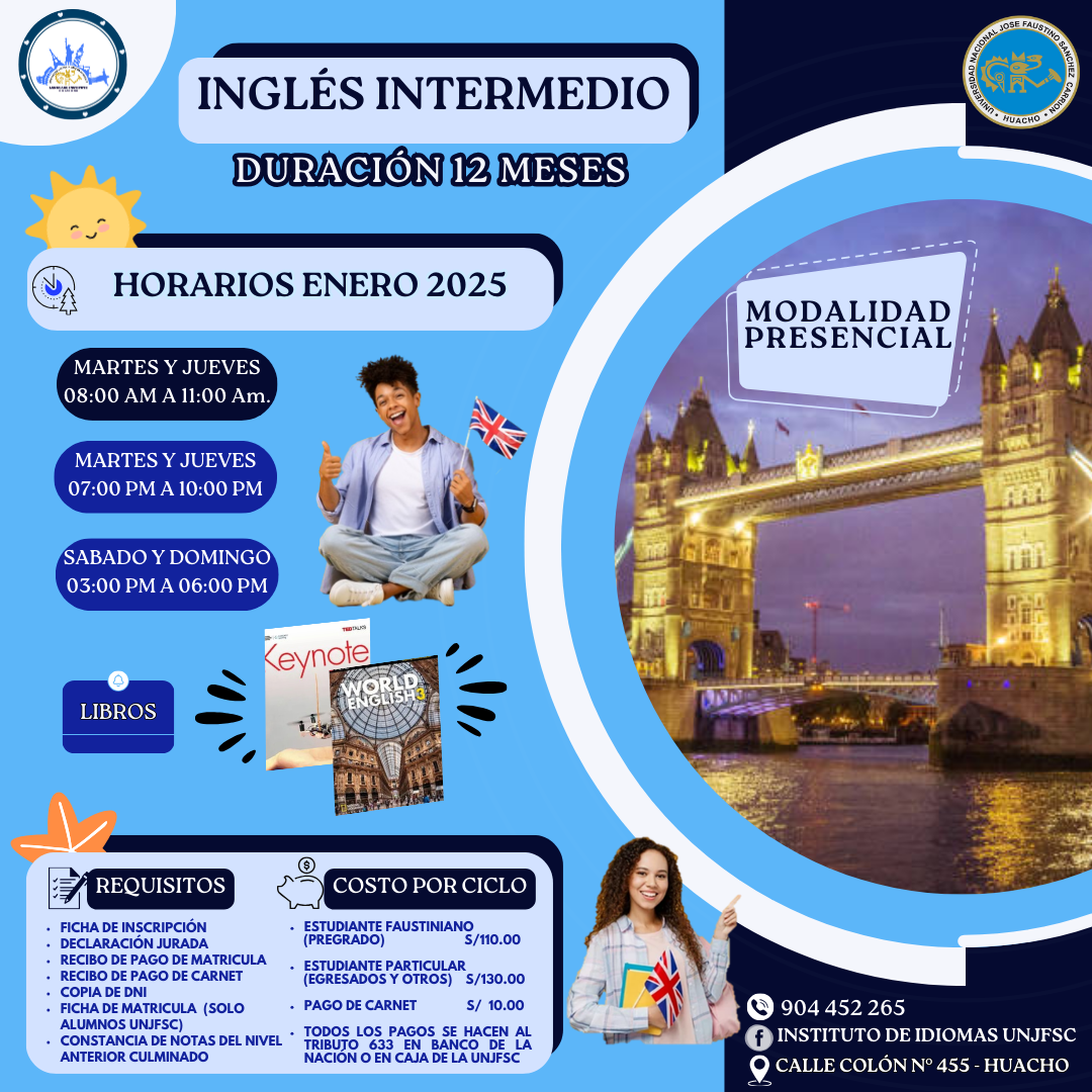 Horario presencial de Ingles