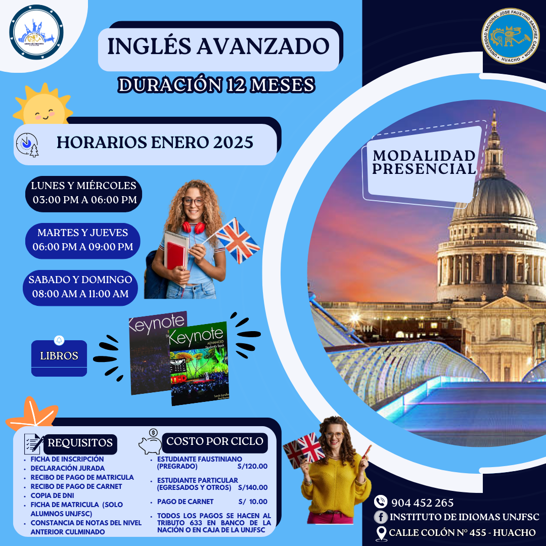 Horario presencial de Ingles