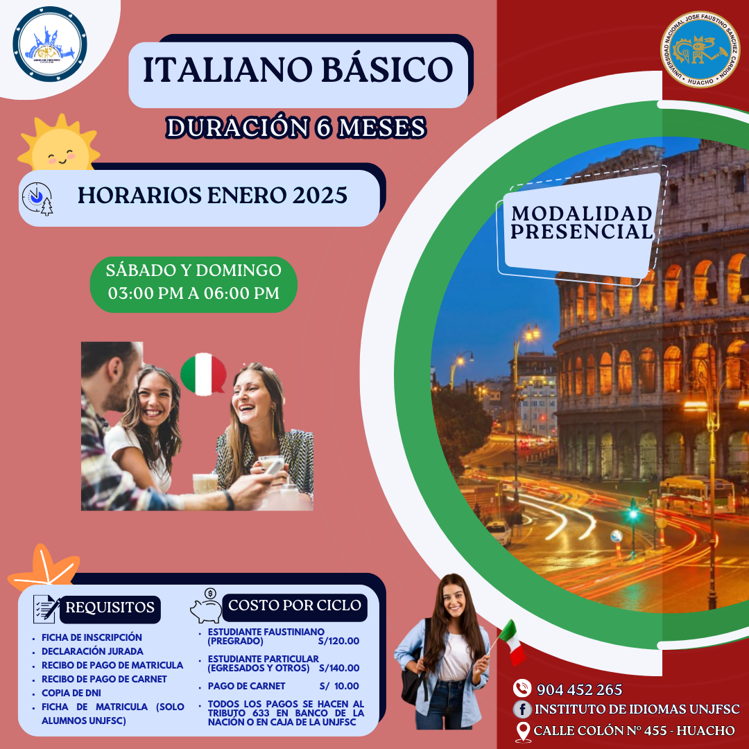 Horario presencial de Italiano